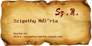Szigethy Márta névjegykártya